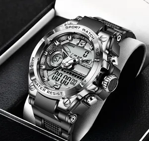 男士顶级品牌数字石英表高品质50米水LED闹钟运动手表