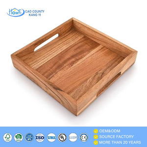 Plateau de service en bois <span class=keywords><strong>d</strong></span>'acacia de qualité supérieure, grand plateau <span class=keywords><strong>d</strong></span>écoratif en bois avec poignée pour table basse - Product Image 1