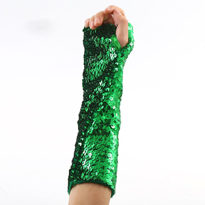 Guantes Largos de Fiesta para Mujer, Guantes de Ópera hasta el Codo, Color Verde Irlandés, para Baile, Fiestas Rave, con Lentejuelas, sin Dedos - Product Image 1
