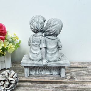 Bel bacio ragazzo e ragazza in resina per bambini <span class=keywords><strong>statue</strong></span> da giardino all'aperto decorazione sculture - Product Image 2