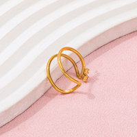 Fenny 18 Karat vergoldet Großhandel No Fade Fashion Doppels chicht Fein Zirkonia Öffnung Edelstahl Fingerring Trendy für Frauen