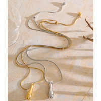 JINYOU 8068 Collier tendance en acier inoxydable plaqué or PVD, longue chaîne serpent pour pull