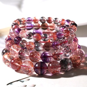 Natural Super Seven Crystal <strong>Beaded</strong> <strong>Bracelet</strong> for Kids Cute Cartoon-Style Sea Vein Stone Tourmaline Red Vein <strong>Bracelet</strong> - Product Image 2