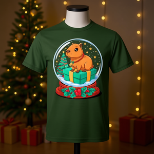 Christmas <b>Snow</b> <b>Globe</b> Capybara T-Shirt X-Mas Gift Design Holiday Wear - Product Image 3