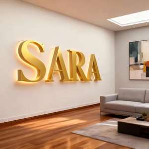 Enseigne lumineuse LED pour entreprise en extérieur, logo personnalisé, découpe laser, acier inoxydable brossé or, lettres 3D rétroéclairées, enseigne LED pour entreprise - Product Image 2