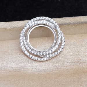 WENCHI Support de pendentif en argent S925 pour perle ronde et coquille de cheval, 14,5-14,7 mm, motif nid d'oiseau, composant de bijouterie vide à monter soi-même - Product Image 3