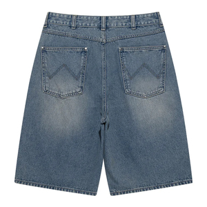 Short en jean pour hommes avec broderie personnalisée de streetwear rétro effet délavé à l'acide pour commande en gros - Product Image 5