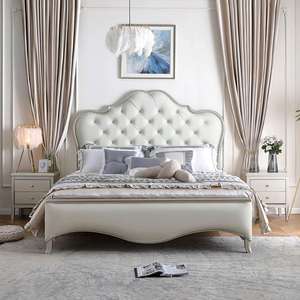 Özelleştirilmiş avrupa tarzı deri prenses yatak ana yatak odası 2 metre <span class=keywords><strong>2.2</strong></span> fransız lüks düğün yatakları lüks Villa çift yataklar - Product Image 3