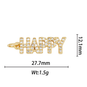 Love Letter Pendant 24.8mm Gold Plated Copper For Necklace Making Jewelry Findings - Product Image 3