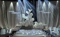 Décoration géante en organza approuvée par la FDA pour événements de location de mariages, centre de table couleur champagne, installation artistique
