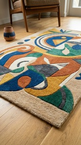 Tapis marocain moderne fait main en laine nouée à la main, motif géométrique, tapis berbère de qualité supérieure pour salon et chambre à coucher - Product Image 2