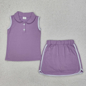 Conjuntos de Ropa Casual de Verano para Niñas Pequeñas, 2 Piezas, Blusa sin Mangas con Botones y Falda Pantalón de Algodón Suave, Venta al Por Mayor - Product Image 5