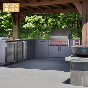 Meubles de cuisine extérieurs BALOM modernes et luxueux, en acier inoxydable 304, étanches, avec barbecue intégré pour villa, patio et jardin - Product Image 2