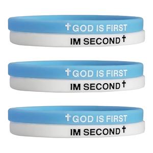 Dieu <span class=keywords><strong>de</strong></span> haute qualité est le premier, je suis la deuxième citation religieuse Bracelet en silicone Encre <span class=keywords><strong>de</strong></span> lettrage fin Bracelet promotionnel <span class=keywords><strong>de</strong></span> qualité supérieure - Product Image 3