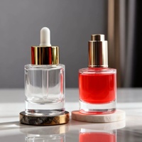 Flacon pompe en verre transparent recyclable de 30 ml, haute qualité, finition mate, pour cosmétiques, soins de la peau, impression sérigraphique, huile essentielle