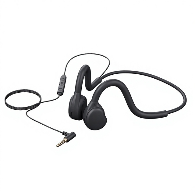 Open Air Conduction Stereo Rear-mounted Silicone ABS Headset Wire Control Cool Black 35mm/Type-C Interface 1.3m Sports Commute