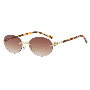 Oval Rimless Cut-Edge UV400 Sunglasses 2025 New European American Internet Celebrity Fashion Unique KROKODIL KD3104 Unisex - Product Image 6