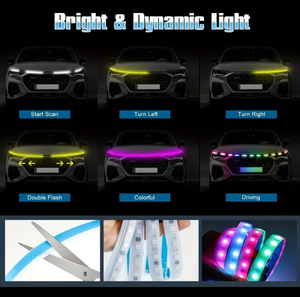 Car LED Strip <b>Light</b> Engine Hood DRL Daytime Running <b>Light</b> Dynamic Scan Start Up 12V Waterproof for Car Front Decoration - Product Image 3