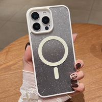 Coque magnétique à effet peau avec paillettes dégradées pour iPhone 17 Pro Max/16/15 – Coque rigide en acrylique mat
