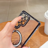 Coque de luxe électroplaquée avec paillettes et diamants pour Samsung 25 Ultra, compatible avec Galaxy S24 S23 Plus, avec fonction de charge magnétique sans fil