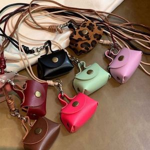 <b>Mini</b> Handbag Shape PU Earbud <b>Pouch</b> Neck Lanyard Necklace Hanging Bag Charm Women Fashion Dress Accessory - Product Image 3