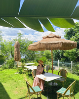 Parasol de patio en paille synthétique LS PE, style Tiki, anti-UV, pour jardin, bord de piscine et plage, parasol tropical d'extérieur