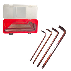 Clés Allen noires extra-longues en gros de Chine, lot de 9 pièces, étui en plastique en forme de L - Product Image 2