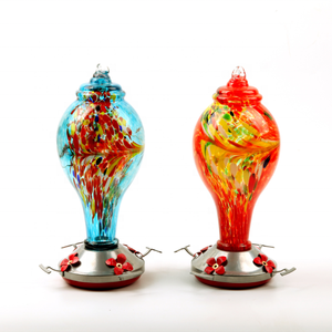 Mangeoire à colibri pour Patio extérieur grande taille 32 onces en verre soufflé à la main coloré mangeoires à oiseaux sauvages suspendues - Product Image 2