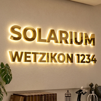 Lettres de logo de salon rétroéclairées en acier inoxydable sur mesure, enseigne murale LED, lettres en métal éclairées par LED, lettres en relief rétroéclairées par LED