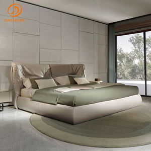 Nuevo Diseño <span class=keywords><strong>de</strong></span> <span class=keywords><strong>Cama</strong></span> Moderna con Cabecera <span class=keywords><strong>de</strong></span> Cuero Elegante, Cómoda, con Respaldo <span class=keywords><strong>de</strong></span> Cuero Genuino, Estilo Italiano - Product Image 1