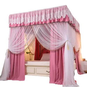 Moustiquaire à trois portes de style princesse <span class=keywords><strong>Abri</strong></span> de pluie Rideaux de lit à double couche de style palais Maille cryptée Polyester d'été - Product Image 1