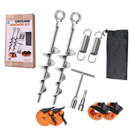 Kit d'ancrage au sol spiralé galvanisé à chaud, ensemble d'ancrage robuste pour vis de terre avec sangles à cliquet pour auvent de camping-car, tente, abri de voiture