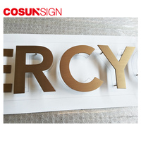 Lettres murales en acier inoxydable, découpe laser à plat, laiton rustique, 3d