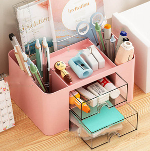 Boîte de rangement de <span class=keywords><strong>bureau</strong></span> en plastique à prix abordable, organiseur de <span class=keywords><strong>bureau</strong></span> pour étudiants, porte-crayons, tiroir de rangement, organiseur de maquillage - Product Image 6
