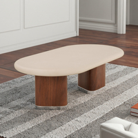 Table basse ronde en béton de base de peinture de noyer moderne pour les meubles de salon à la maison