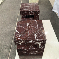 Table d'appoint de luxe en marbre rouge Rosso Levanto de qualité supérieure, table centrale en pierre, table d'appoint en onyx