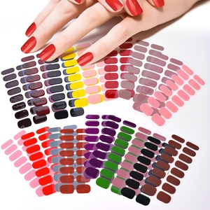 16 Tips Transparentes Semi-Durcies en Gel pour Ongles, Bandes Adhésives Couleur Pure, Autocollants de Vernis à Ongles en Gel à Couverture Complète pour Lampe UV/LED - Product Image 2