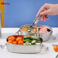 Boîte à lunch bento à double compartiment de petite capacité avec anneau en silicone pour enfants, boîte à lunch pour enfants