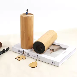 Carillón de viento con manivela manual de bambú de origen de fábrica, cordón colgante de diseño de troncos simples para grabado de cajas de artesanía de <span class=keywords><strong>madera</strong></span> para interiores/exteriores - Product Image 4