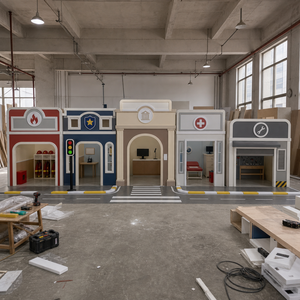 Parc de jeux intérieur pour enfants, facades miniatures de ville à thème professionnel (hôpital, etc.) conformes aux normes ASTM pour centre de divertissement familial - Product Image 1
