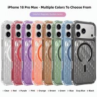 Étui de téléphone translucide ondulé personnalisé ATB pour iPhone 18 Pro Max, TPU PC, bouton métallique, aimant N52, antichoc