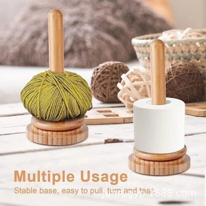 Wooden Yarn Stand <b>Rotatable</b> <b>Desk</b> Holder For Knitting Crochet Crafting Storage Rack Durable Craft Tool - Product Image 1