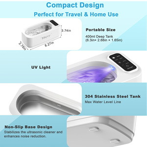 Limpiador Ultrasónico Eléctrico UV Portátil Multifunción para Dentaduras Postizas, Retenedores y Prótesis Dentales - Uso en Exteriores, Capacidad de 220 ml - Product Image 4