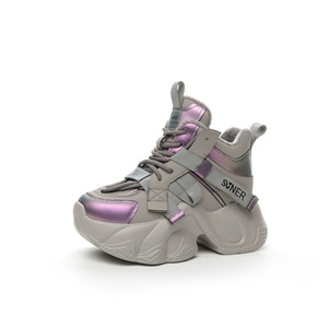 2025 Autumn Winter Women's Torre Casual <b>Shoes</b> 8cm Thick Sole Microfiber Lace-up All-match Fashion Style Internet Celebrity Same - Product Image 5