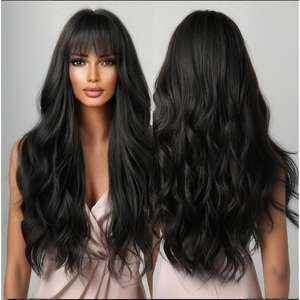 วิกผมหน้าผากลูกไม้ ผมยาวหยิก พร้อมหน้าม้าปัดข้าง เส้นผมธรรมชาติ ลูกไม้โปร่งใส เส้นใยคาเนคาลอน วิกผมเต็มศีรษะสำหรับผู้หญิง - Product Image 5