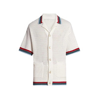 Pull en coton personnalisé avec logo pour homme, maille crochetée ouverte, boutonné, léger, pour l'été, style streetwear, anti-rétrécissement