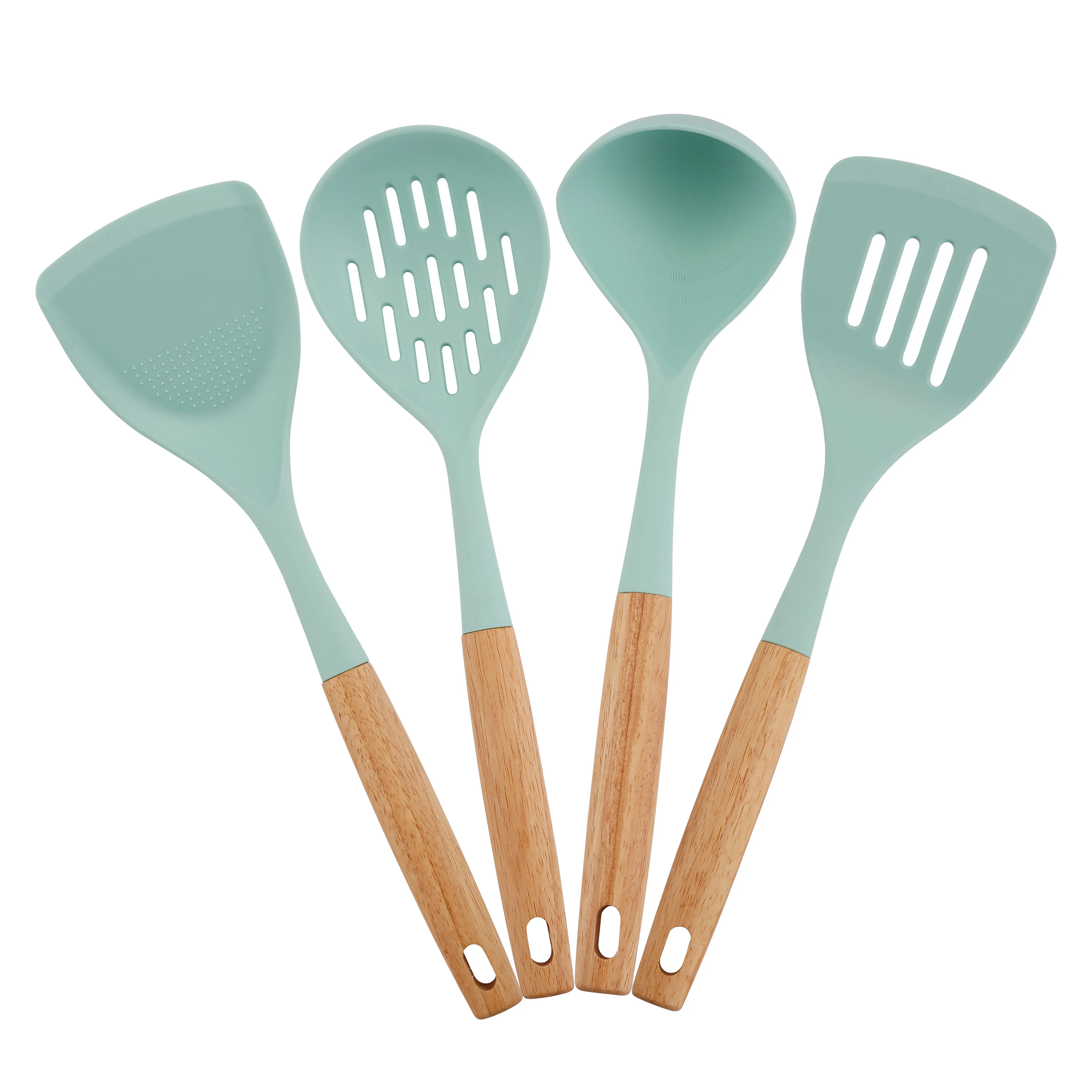 Conjunto de utensílios de cozinha eco friendly, 4 peças, silicone, utensílios de cozinha