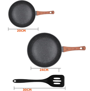 Hot Sale Ceramic Cookware Non-Stick Frying <b>Pan</b> Set With Wooden <b>Handle</b> Round Skillet For Gas And Induction Cooker - Product Image 6