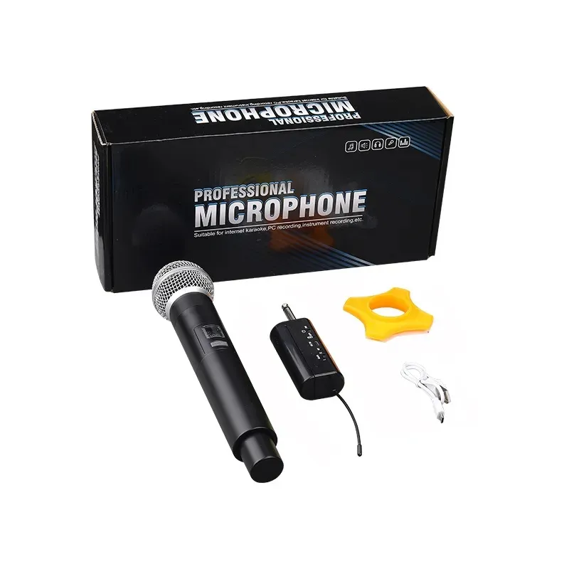 Günstige Mikrofon UHF tragbare Rap Host Singing Mikrofon Batterie wiederauf ladbare drahtlose Hand mikrofon 3,5mm 6,5mm Buchse