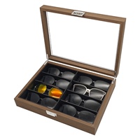 Boîte de rangement vintage en bois de noyer pour lunettes avec 6 et 8 compartiments, étui de présentation multiple pour lunettes de vue pour femmes et hommes